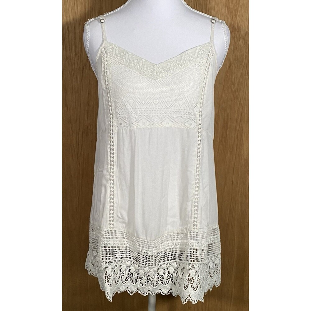 Women’s S Boho Strappy Top Cami Lace Crochet Indie Gypsy Fairy Ethereal Festival